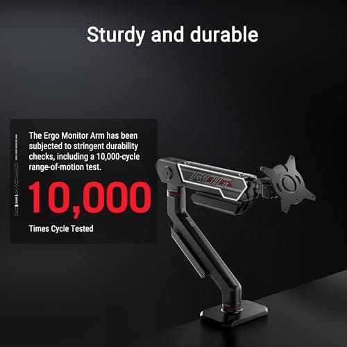 ASUS ROG Ergo Monitor Arm (AAS01) - Monitor Mount with Cable Management, Ergonomic, Pivot, Swivel, Height Fully Adjustable, Clean Desk Setup, up to 39 inches*,23lbs*, VESA 100x100, Mechanical Spring 10