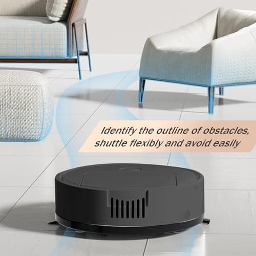 Neroyaner Automatic Robotic Vacuum Cleaner,3 in 1 Robot Cleaner with Strong Suction,Avoid Obstacles Robot Vacuum Cleaner,Low Noise Robot Vacuum Mop for Pet Hair,Carpet Black 5
