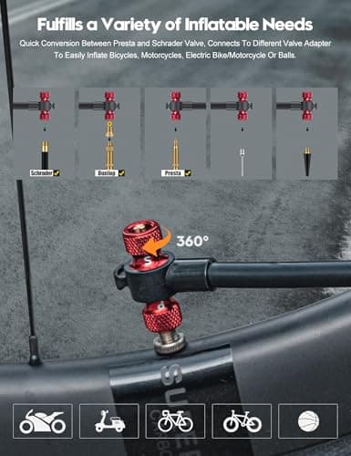 Tiakia Mini Bike Floor Pump with Gauge 220psi High Pressure Compact Bike Pump Aluminum Tire Pump Portable Bicycle Air Pump fits Schrader Presta Valve Hand Pump for Road Mountain Bike Balls 5