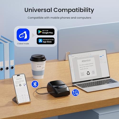 CLABEL Label Maker Machine with Tape, 221B Thermal Bluetooth Label Printer 2 Inch Portable Barcode Inkless Sticker for Small Business, Retail Office,Office, Home, Came with 1 Roll Label (Black) 9