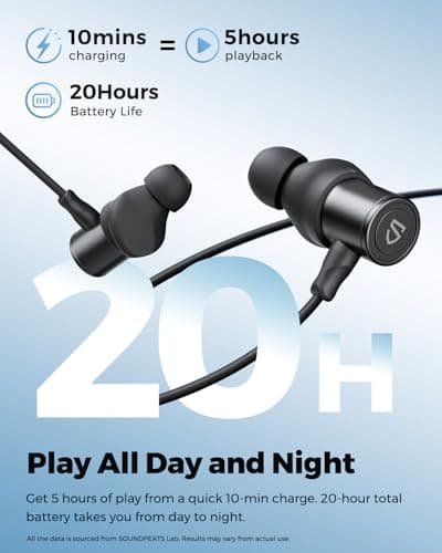 SoundPEATS Q40 HD Sports Neckband Headphones with LDAC Hi-Res Audio & Bluetooth 6.0 Stable Connection, IP67 Waterproof Wireless Earbuds, 20H Playtime for Running Gym, Fast Charge, Dual Pairing 6