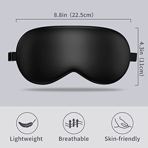 LULUSILK Mulberry Silk Sleep Eye Mask Blindfold with Adjustable Strap, Soft Eye Cover for Women Men Night Sleeping, Travel, Nap(Black) 7