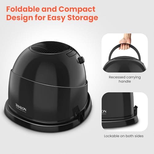 TASALON Portable Hooded Hair Dryer Bonnet, 1875W Height Adjustable Salon Home Hair Dryer with Hood, 3 Heating Settings - Black 2