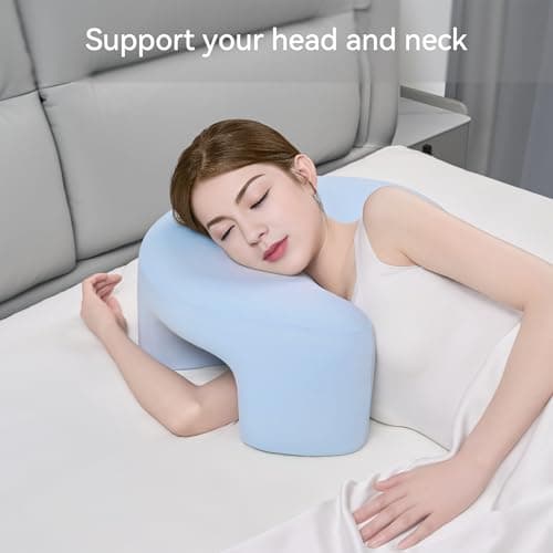 AM AEROMAX Side Sleeping Pillow with Arm Holes - Ergonomic Memory Foam Pillow for Cervical, Neck, Shoulder & Rotator Cuff Pain Relief - Ideal for Side Sleepers.(Blue) 7