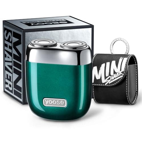 yoose Alloy Mini Shaver, Portable Electric Razor for Men, IPX7 Waterproof, Dry Shave, USB-C Rechargeable, Easy to Clean Magnetic Detachable Head, Cordless Electric Shaver, 60 Mins Runtime, Green