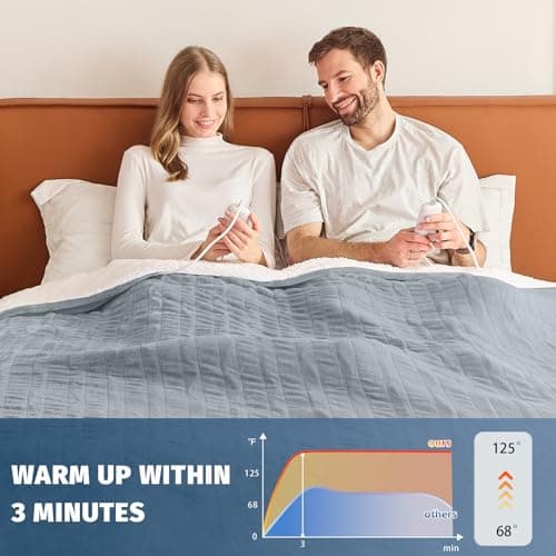 Heated Electric Blanket Queen Size - 84" x 90" Heating Blanket with Dual Control, 10 Heating Levels & 8 Hours Auto Off, Soft Warm Flannel Blanket, Christmas Birthday Gifts for Senior Grandma 5