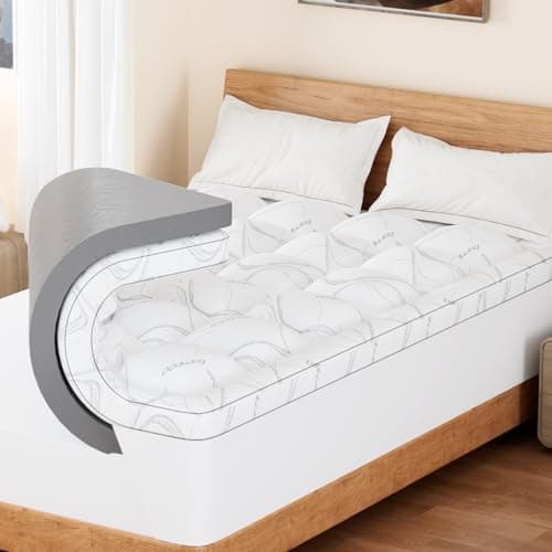 Queen Mattress Topper - Memory Foam Mattress Topper Queen Size, Dual Layer 4 Inch Mattres Pad with 2 Inch Gel Memory Foam, Deep Pocket Cooling Bed for Back Pain Relief