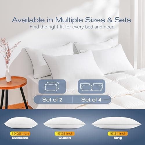 MUFEW Pillows Standard Size Set of 4, Ultra Thick Down Alternative Bed Pillows,Cooling Hotel Quality Standard Pillow for Back, Stomach or Side Sleepers, Machine Washable(White,4 Pack) 7