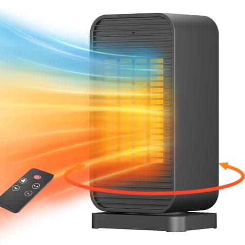 Portable Electric Space Heaters For Indoor Use, Space Heater And Fan Combo With Remote, 50°Swing, 1500W PTC Ceramic Instant Heat, 2 Heating & Fan Modes, Electric Portable Heater For RoomOfficeHome