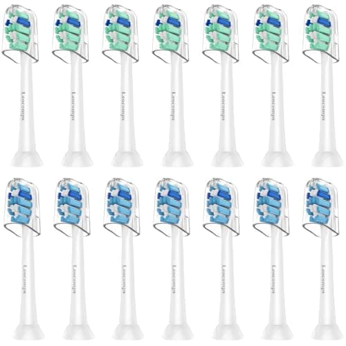 Leocomps Replacement Toothbrush Heads, 14-Pack for Philips Sonicare Click-on, Plaque Removal, Daily Cleaning