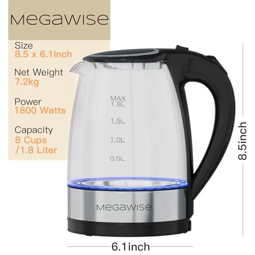 Megawise Electric Glass Kettle with Auto Shut-Off (1.8L) 6