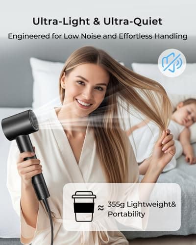 High Speed Hair Dryer 160000 RPM, Professional Ionic Blow Dryer for Fast Drying, Smart Thermo-Control, 500 Million Negative Ions, Quiet Lightweight Hairdryer with Magnetic Diffuser & Concentrator 8