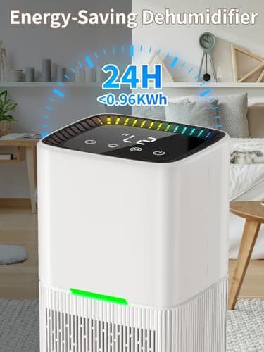 Dehumidifier, 60 OZ Water Tank, 500 sq.ft Quiet Dehumidifiers for Home Bedroom Bathroom Basement with Auto Shut Off, 7 Colors LED Light, Sleep Mode, Timing 6