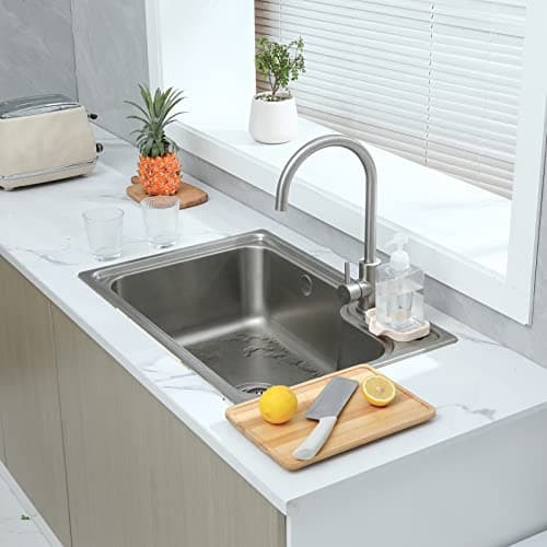 MicoYang Silicone Bathroom Soap Dishes with Drain Spout-Bathroom and Kitchen Sink Organizer,Sponge Holder,Dish Soap Tray,Perfect for Dispenser,Scrubber,Bottle,Cup on Sink or Counter-Tapioca 4.9"×3.2" 6