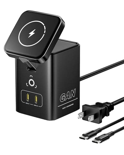 PISEN 4-in-1 Mag-Safe Wireless Charger - 45W GaN Charging Station for Multiple Devices, Qi Certified Mag-Safe Stand Magnetic Wireless Charger Fast Charging for iPhone 16/15/14/13/12, Samsung, AirPods