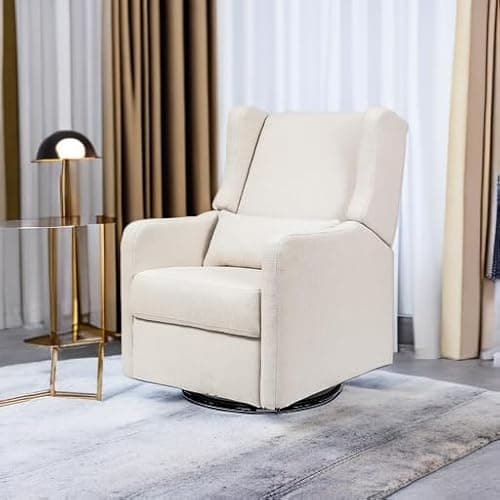 Carter’s Arlo Glider Recliner Nursery Chair - Water & Stain Resistant Glider Rocking Chair for Nursery - GREENGUARD Gold, FSC & Certi-PUR US Certified - Cozy Cream Swivel Rocker Recliner Chair 7