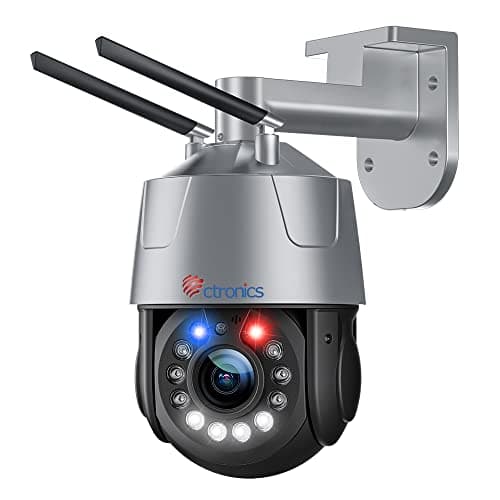 Ctronics 30X Optical Zoom 5MP Security Camera Outdoor WiFi 2.4/5GHZ, PTZ Camera Outdoor with Auto Scan/Track/Zoom, Human Detection, 492ft Night Vision, Sound Light Alarm, Two-Way Audio Metal/Cloud