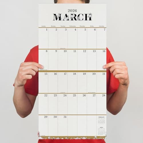 TF Publishing 2026 Big Grid-Floral Wall Calendar - Large Grids for Appointments and Scheduling - Vertical Monthly Wall Calendar 2026 with Premium Matte Paper for Home and Office Organization - 12x12in 6