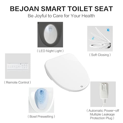 Bejoan Elongated Bidet Toilet Seat X5, Electric Heated Bidet with Soft Close, Bidet Attachment for Toilet Warm Water with Air Purification 5