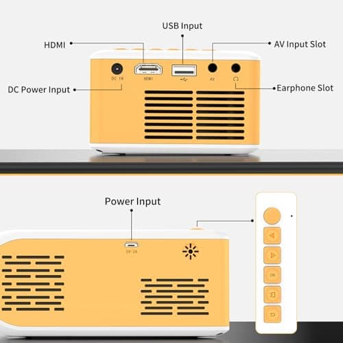 Mini Projector for Outdoor Movies, KHQ Full HD Video Projectors Support 1080P for iPhone, Portable Projector for Home Theater Use, Compatible with Smartphone/TV Stick/HDMI/AV/USB 8