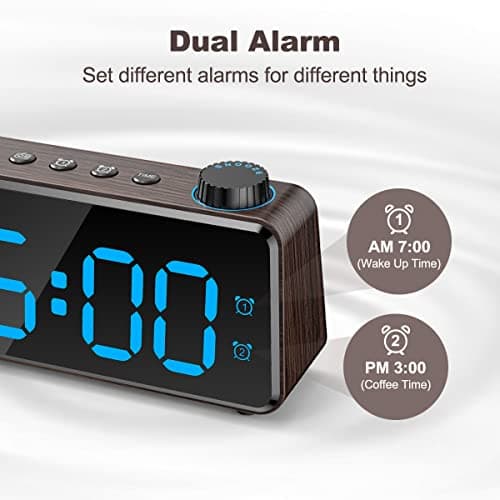 ANJANK Upgrade Digital Alarm Clock Radios for Bedroom 0-100% Dimmer, Weekday/Weekend Dual Alarm, USB Charging Port, Battery Backup,FM Radio with Sleep Timer, Easy to Set for Kids, Bedside, Nightstand 5