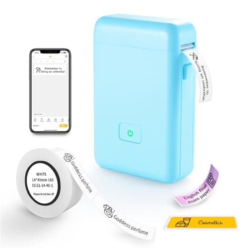 vretti Label Maker Machine with Tape, HP2 Portable Bluetooth Label Printer for Storage, Shipping, Barcode, Office, Home, Organizing Mini Sticker Label Maker with Multiple Templates (Blue)