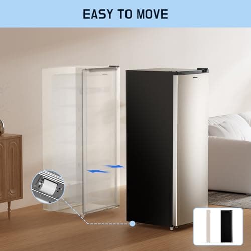 Upstreman 7.0 Cu.Ft Upright Freezer, Large Capacity Stand Up Freezers with 5 Adjustable Shelves, Convertible Refrigerator/Freezer, Reversible Door for Home, Basement, Apartment (Stainless) 7