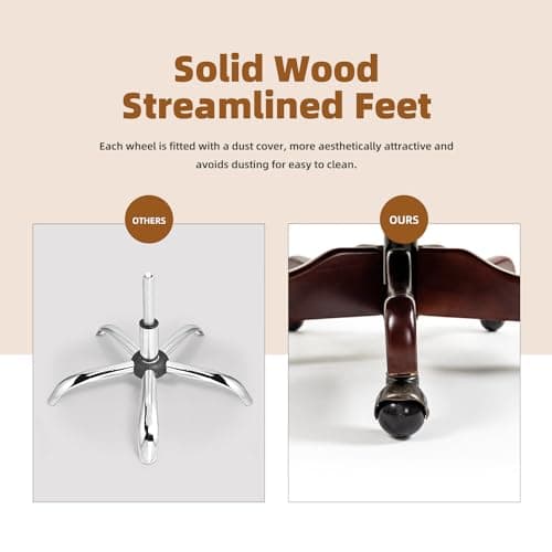 ECOTOUGE Tufted Office Chair, Faux Leather Executive Desk Chair w/High Back & Nail Head Trim, Ergonomic Wingback PC Chair for Home, Office and Living Room, Brown 5