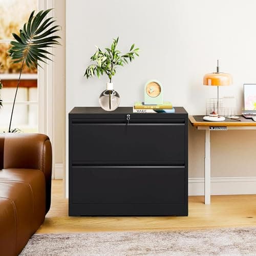 2-Drawer Lateral File Cabinet with Lock, Black Metal Filing Cabinet for Office or Home – Secure Storage for Letter/Legal/A4/F4 Documents, Easy to Assemble Locking File Organizer (Black, 2 Drawer-26"W) 8