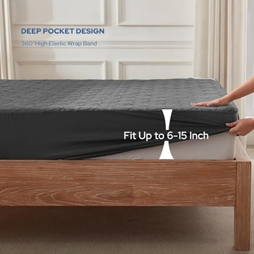 BEDLORE Waterproof Mattress Protector, Full Size Mattress Pad with Deep Pocket 6"-15" Depth, Soft Dirt-Proof Double Bed Mattress Cover for Bedroom, College Dorm, Hotel (Gray) 4