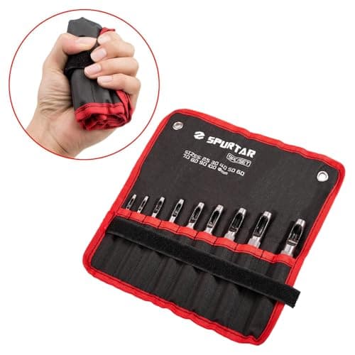 Spurtar 9 PCS Leather Hollow Round Hole Punch 3/32''-25/64'' Carbon Steel Heavy Duty Leather Hole Punch Set for Vinyl Gasket Watch Belt Canvas with Storage Bag 2