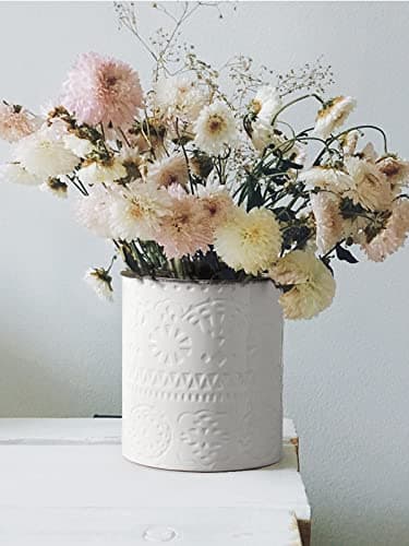 DOWAN 7.2" Kitchen Utensil Holder, Extra Large Farmhouse Utensil Holders for Countertop, Ceramic Utensil Crock, Anti Slip Cork Bottom 6