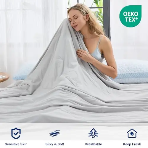 QUTOOL® Cooling Blankets for Hot Sleepers Summer Comforter for Night Sweats Full/Queen Size, Double-Sided Cold Blanket Q-Max>0.4 Tech, All-Season Bedding Lightweight Breathable Comforter Gray 90"x90" 6