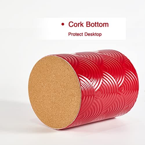 MEIGUI Ceramic Kitchen Utensil Holder, Utensil Crock Large Utensils Holder for Kitchen Decor, Cooking Tool Utensils Caddy for Countertop, Sector Red 7