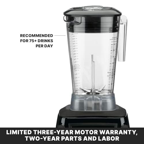 Waring Commercial MX1000XTX 3.5 HP Blender with Paddle Switches, Pulse Feature and a 64 oz. BPA Free Copolyester Container, 120V, 5-15 Phase Plug, Black 5