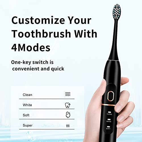 kingheroes Electric Toothbrush Set, Comes with 8 Brush Heads & Travel Case,4 Modes with 2 Minutes Built in Smart Timer, One Charge for 60 Days, 42000 VPM Motor (Black) 5
