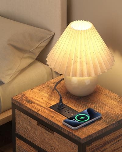 Kungfuking Recessed Power Strip with 20W USB C, ETL Listed Flush Mount Desk Outlet 10W Wireless Charging Station with 2 Outlets & 2 USB Ports, Furniture Outlet for Nightstand/End Table/Side Table 6