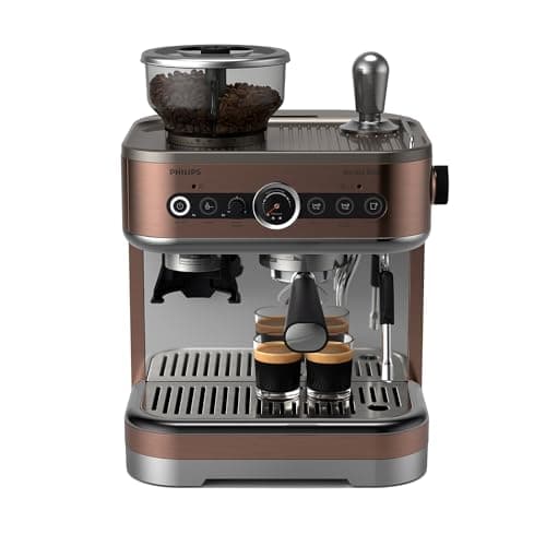 PHILIPS Barista Brew Semi Automatic Espresso Machine - Single & Double Espresso + Americano Button, 280g Dual Bean Container, Intuitive Guidance, Calibrated Tamping, Metal Cappuccino (PSA3228/41)