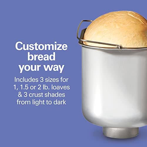 Hamilton Beach Automatic Bread Maker Machine, Digital, Programmable, 12 Settings + Gluten Free, PFAS-Free Nonstick Pan + Kneading Paddle, 2 lb Capacity, Black 5