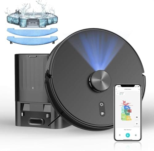 Loorow 3-in-1 Robot Vacuum and Mop Combo with Self-Emptying Dock for 60 Days,LiDAR Navigation,4500Pa Strong SuctionApp/WiFi/Alexa Control, Self-Charging, Replaceable Dust Bag