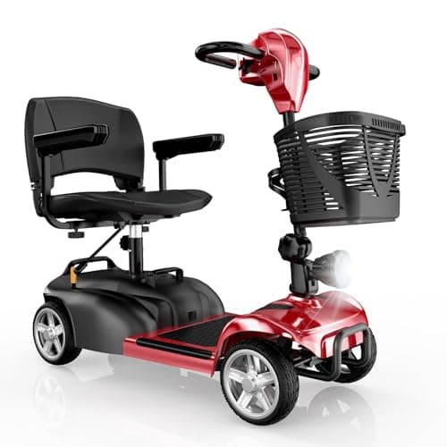 iScooter X-02 Mobility Scooter, Mobility Scooter for Seniors & Adults, Up to 300LBS, 4 Wheels Foldable Electric Wheelchair Device, LED Headlight, Basket, Cup Holder, Long Range,USB Charging,Long Range