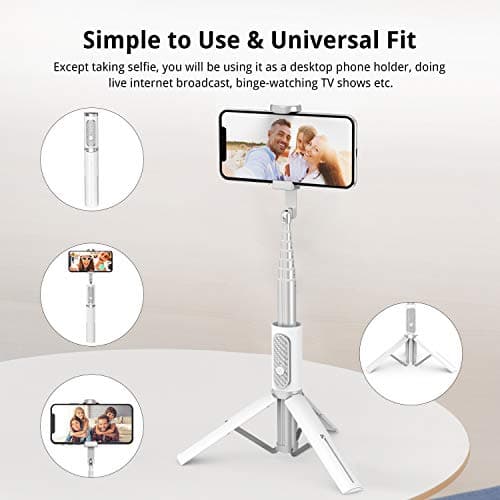 ATUMTEK Selfie Stick Tripod, 3-in-1 Extendable Aluminum Phone Tripod with Detachable Bluetooth Remote, Compatible with iPhone 17/16/15/14/13/12/11/11 Pro/XS Max/XR and Samsung Smartphones, White 6