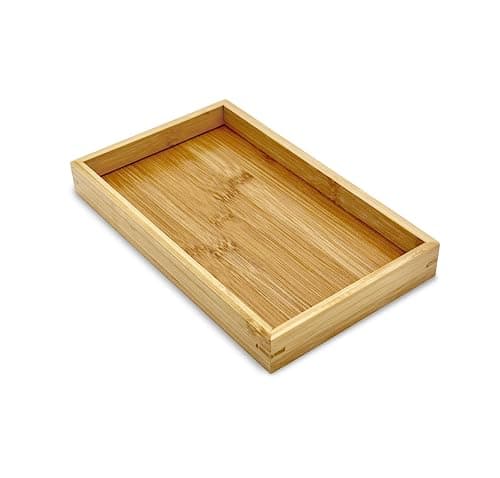 Bam & Boo (1-Pack) Natural Bamboo Rectangle Serving & Vanity Tray - for Kitchen, Bathroom, Countertop, Coffee Table (9.8" x 5.9" x 1.2")
