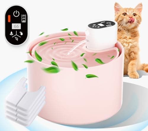 Jzla pro Ceramic Cat Water Fountain,2.3lL/78oz Cat Water Fountain Cordless, Automatic pet Water Fountain with Ultra-Quiet Pump and 4 Filter for Cats, Dogs, Multiple Pets 7