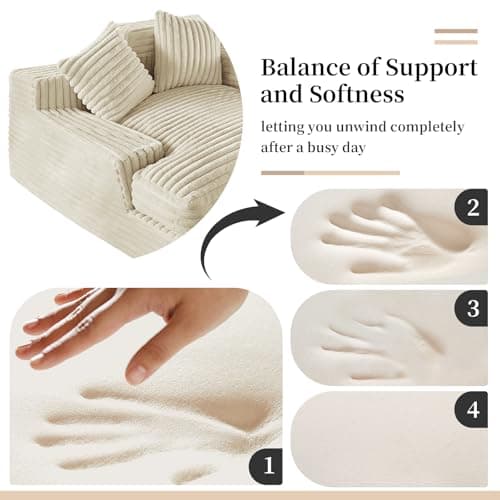 LELEFIDO Chaise Lounge Indoor, Oversized Sofa Bed, 48 Inch Upholstered Lounge Chair with 2 Throw Pillows, Plush Sleeper Chair for Living Room, Bedroom 5