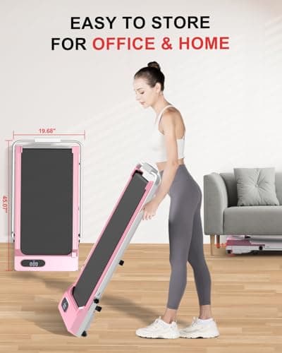 HomeFitnessCode Foldable Walking Pad with Handle Bar, 5MPH Folding Treadmill Portable Under Desk for Home Office 4 in 1, Ultra Quiet <45dB, Safety Lock, Remote Control, 300 LB Capacity 7
