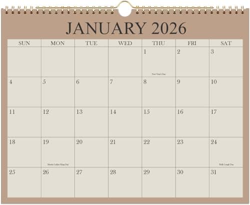 Calendar 2026-12 Months Wall Calendar from January 2026 to December 2026, 2026 Wall Hanging Calendar Planner with Thick Paper, 8.5" x 11", Beige
