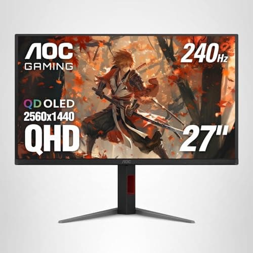 AOC Q27G4ZD 27" QD OLED Gaming Monitor, QHD 2560 x 1440, 240Hz 0.03ms, HDMI 2.0 x2, Display Port x2, G-Sync Compatible, Console Gaming Ready, 3-Year Zero-Bright-Dot 9