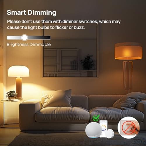 Linkind Matter Smart Light Bulb, Smart Bulbs Work with Apple Home/Siri/Alexa/Google Home/SmartThings, LED Color Changing Light Music Sync RGTBW, Smart Home, 60W 800LM A19 E26 2.4Ghz WiFi Only, 2 Pack 7