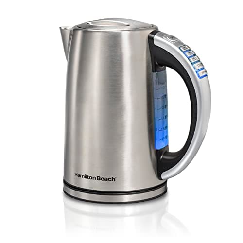 Hamilton Beach 1.7 Liter Temperature Control Electric Kettle, Water Boiler & Heater, Fast Boiling 1500 Watts, BPA Free, Cordless, Auto-Shutoff and Boil-Dry Protection, Stainless Steel (41020R)